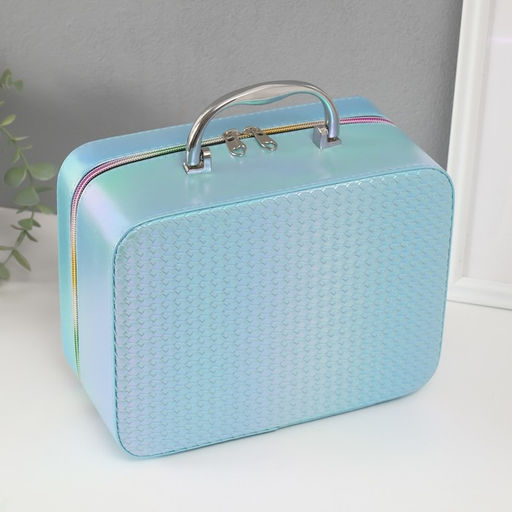 Набор шкатулок для украшений с зеркалом «Плетение», 3 шт., искусственная кожа, голубая