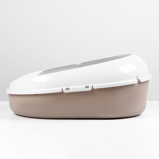 Лоток для кошек «Космо, 51.9×37.8×21.3 см, с сеткой и бортом, пластик, коричневый