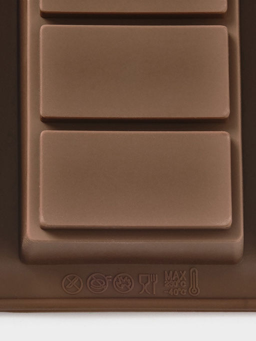 Форма для дубайского шоколада Доляна «Квадраты, полосы, пирамиды», 6 плиток, 27.5×17×2 см, силикон, коричневая