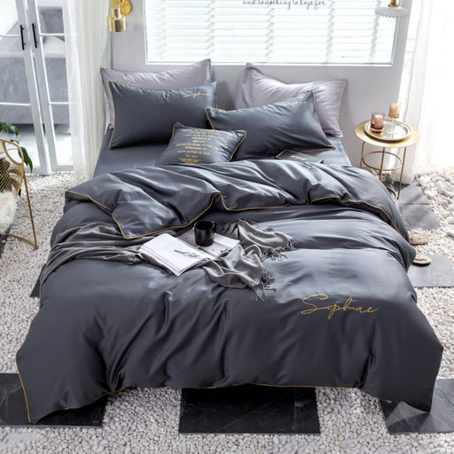 КПБ Mency однотонный с вышивкой MENO002 Семейный