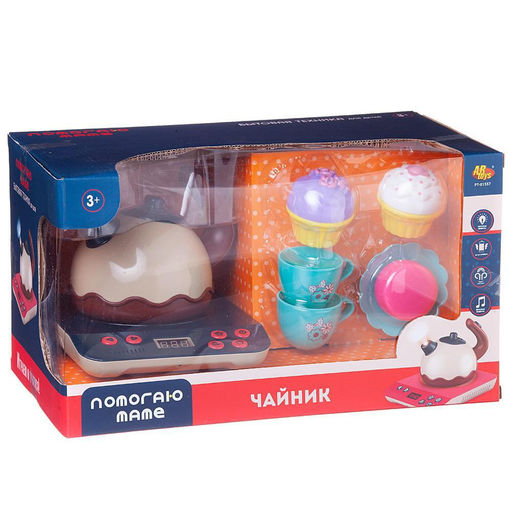 Игровой набор ABtoys Помогаю Маме Чайник на батарейках, посуда, аксессуары  фото 3
