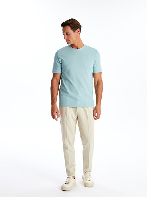 Bisiklet Yaka K?sa Kollu Erkek Dokulu Ti??rt