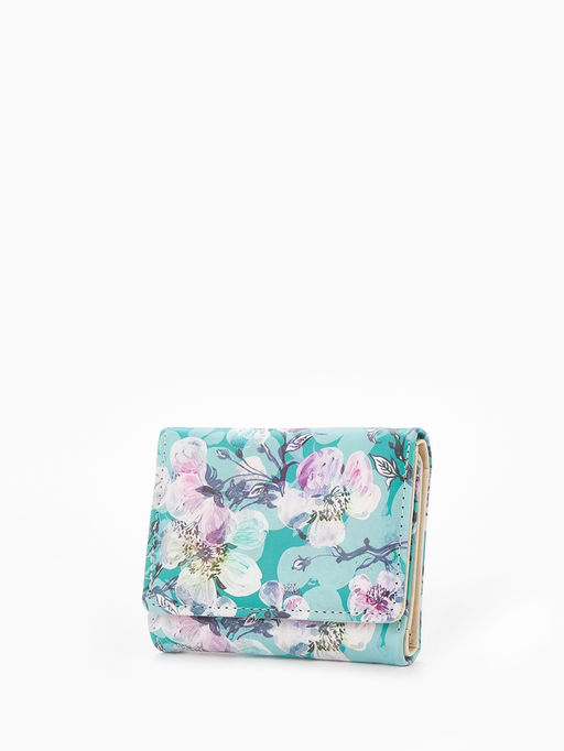 Кошелёк женский на кнопке, 10.5?2.5?8.5 см, с цветочным принтом, разноцветный