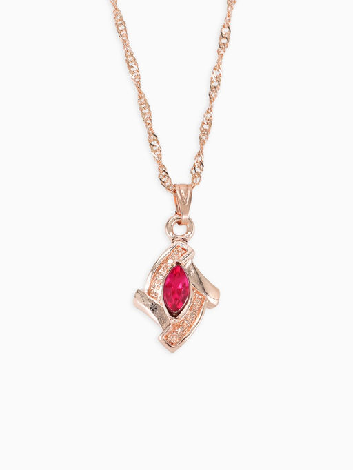 Гарнитур 3 предмета: серьги, кулон, кольцо Эдель ромб совершенство, цвет розовый в золоте, 45 см