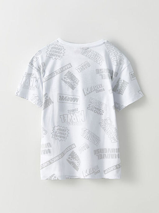 Bisiklet Yaka Marvel Bask?l? K?sa Kollu Pamuklu Erkek ?ocuk Ti??rt - Waikiki фото 3