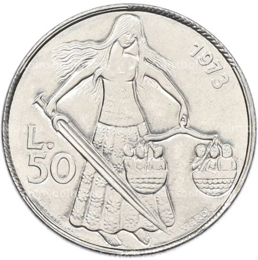 Монета 50 лир 1973 года Сан-Марино
