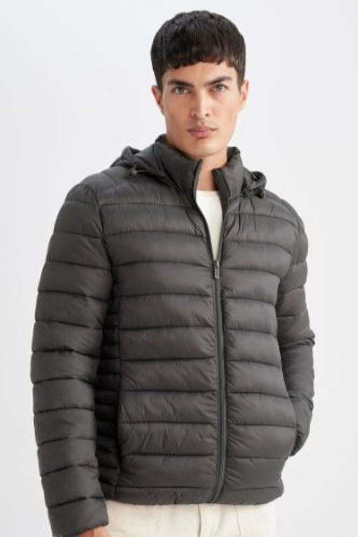 Su Itici Hafif Sisme Mont Slim Fit Dar Kesim Kapusonlu Fermuarl? Cepli Mevsimlik