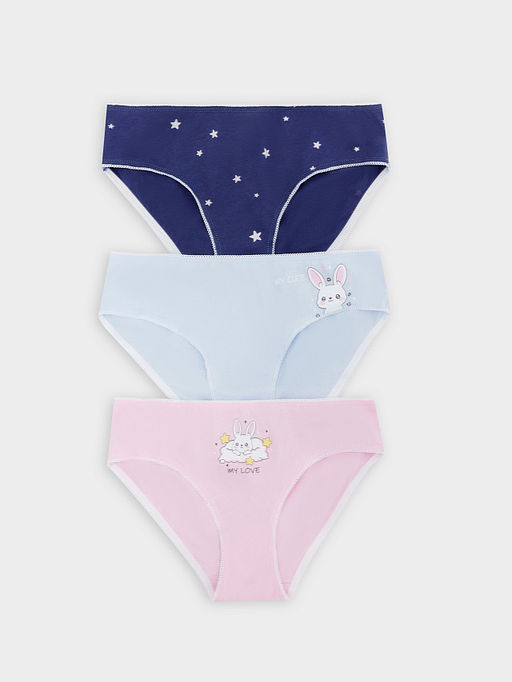 Трусы для девочек слипы мультипак (3 шт.) розовые с печатью