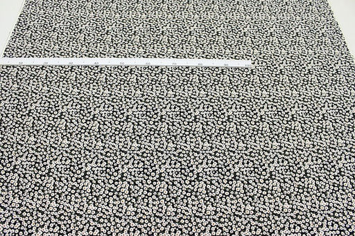 Штапель Цветочная россыпь на черном (оливковые листочки), ш.1.45м, вискоза-100%, 100гр/м.кв - Купава фото 3