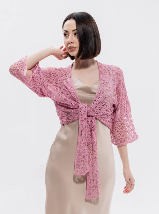 K12687 Кардиган (вязаный трикотаж) РОЗОВЫЙ