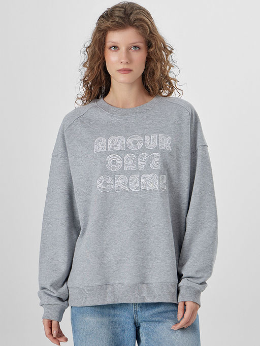 Свитшот женский с надписью Amour cafe creme