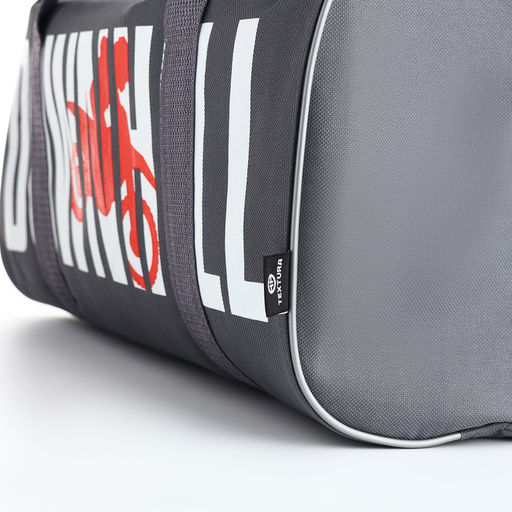 Сумка спортивная на молнии TEXTURA, с подкладкой, длинный ремень, маленький размер, с принтом, серая/белая