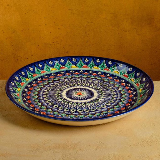 Ляган узбекский Риштанская Керамика «Узоры», d=37 см, синий МИКС