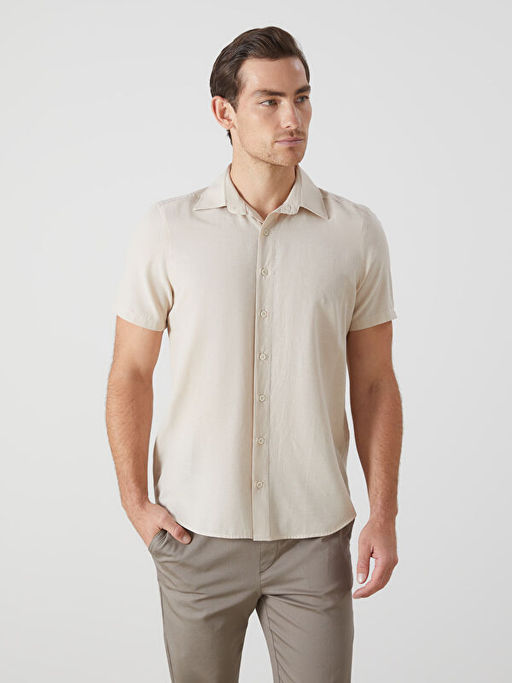 Regular Fit K?sa Kollu Poplin Erkek G?mlek