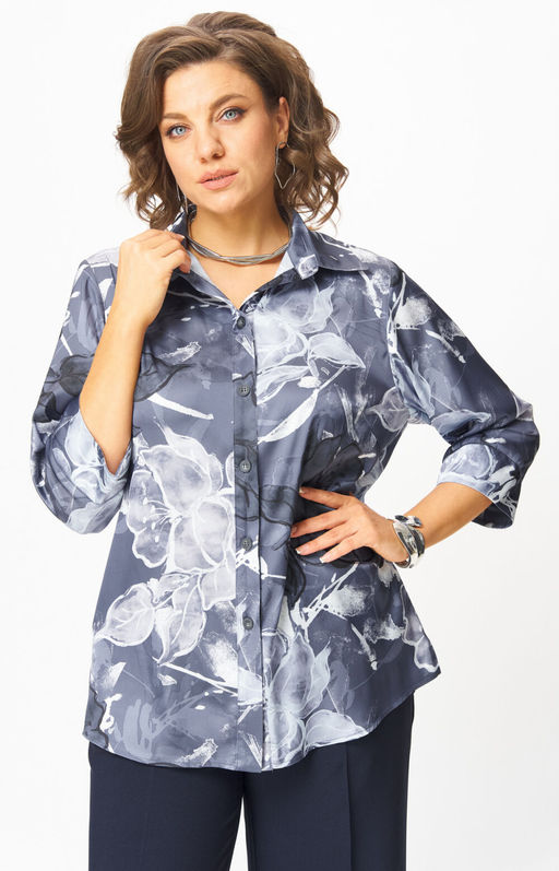 Костюм БелЭльСтиль 877/601 синий принт+синий фото 4