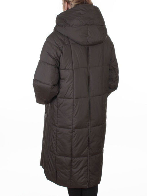 8892 GRAY/BROWN Пальто зимнее женское (200 гр. холлофайбер)