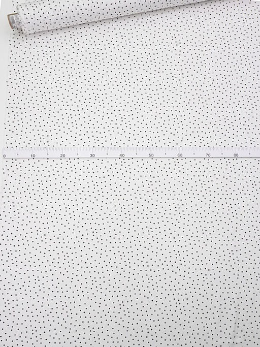 Штапель Россыпь черного гороха (3.5мм) цв.белый, ш.1.45м, вискоза-100%, 90гр/м.кв - Купава фото 6