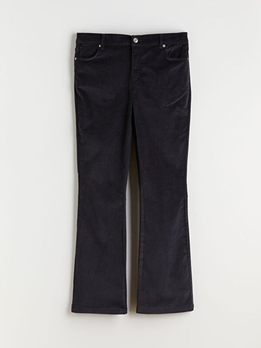 Dar Fit ?spanyol Pa?a Kadife Kad?n Pantolon