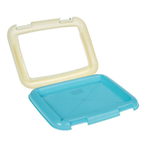 Туалет для собак 46,5 х 35,5 х 5,5 см, со съёмным бортом, решеткой и столбиком, голубой - Пижон фото 3