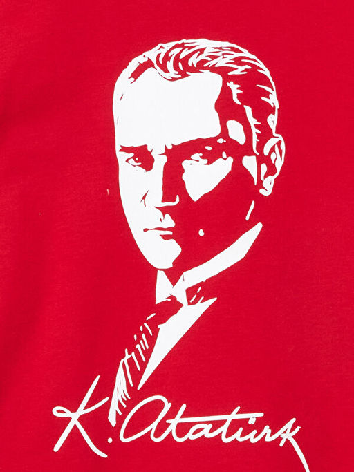 Bisiklet Yaka Atat?rk Bask?l? Erkek Bebek Ti??rt - Waikiki фото 2