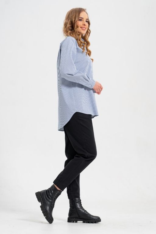 рубашка из тонкого хлопка в стиле OVERSIZE    с кокеткой на спине - А+б коллекция фото 9