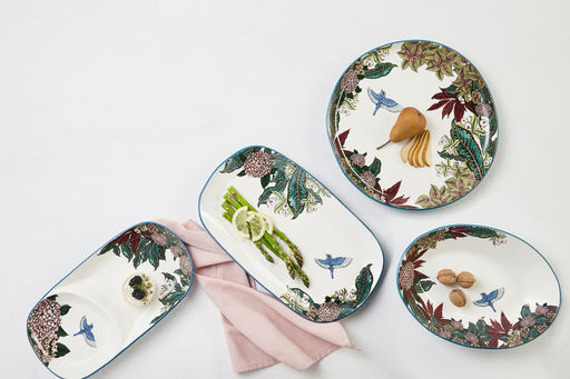 Салатник, 25 см, 2 л, керамика, круглый, синий, Цветы и птица, Reminisce - Maxwell & Williams фото 5