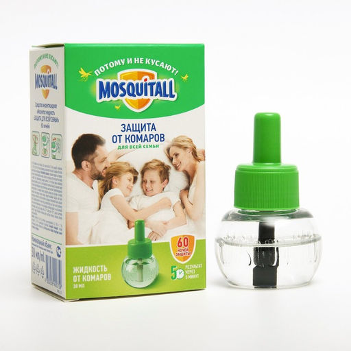 Жидкость от комаров, Mosquitall Защита для всей семьи, 60 ночей, 30 мл