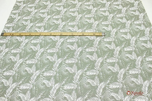 Импорт. хлопок Белые тропические листья ВИД2, ш.1.5м, хлопок-100%, 105гр/м.кв - Купава фото 2