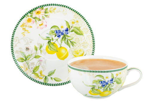 Чашка для капучино + блюдце 350 мл 14*11*6 см Лимоны NEW BONE CHINA - Elan gallery фото 12