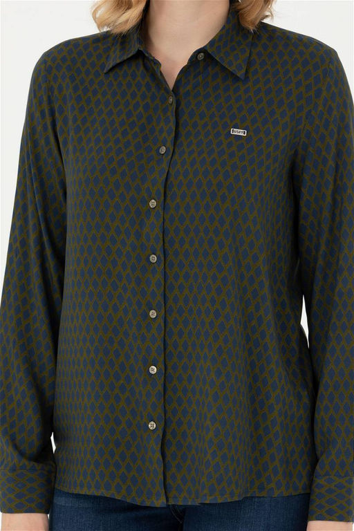 Женская рубашка цвета хаки с длинным рукавом Неожиданная скидка в корзине - U.s. polo assn фото 6