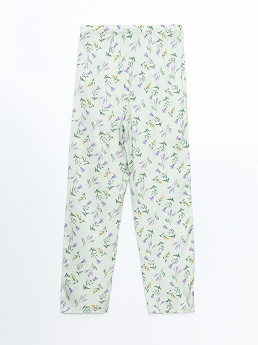 Beli Lastikli ?i?ekli Kad?n Pijama Alt?
