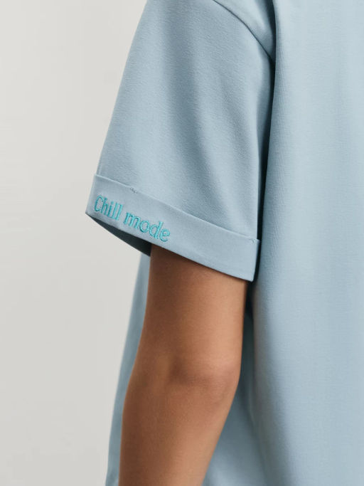 Футболка из хлопка с вышивкой на рукаве / Zarina  фото 6