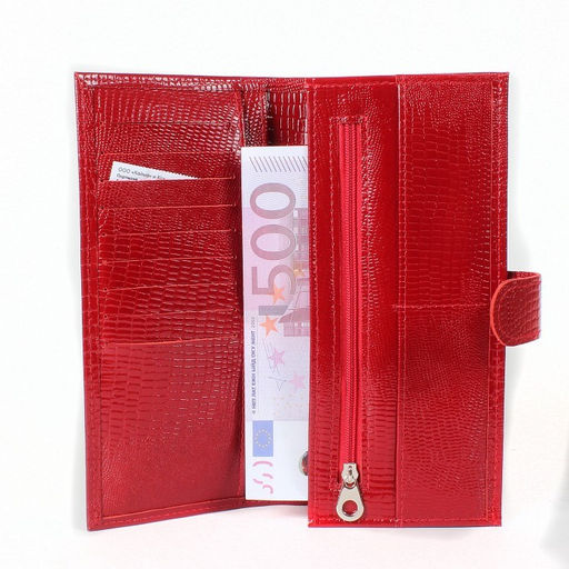 Портмоне женское Croco-ПР-950 с хлястиком натуральная кожа 2 отд, 13 карм, красный игуана (73) 212240  фото 3