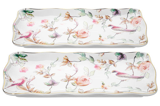 Набор 2 блюд 27,5*13,5*2 см + 31*15,5*2,5 см Певчие птички NEW BONE CHINA, фарфор - Elan gallery фото 6