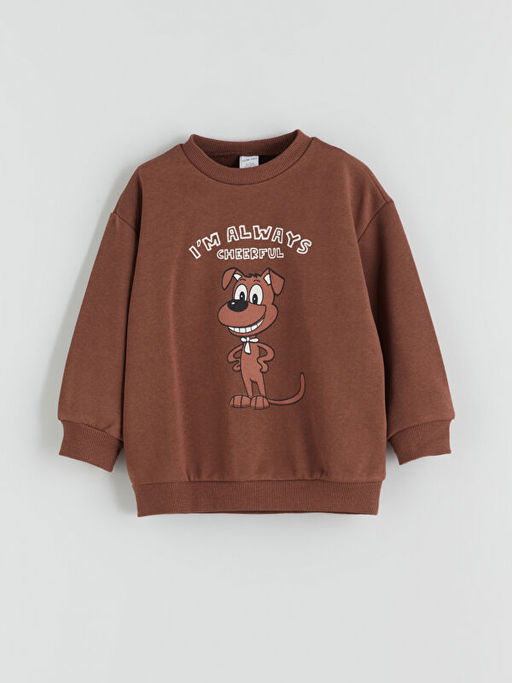 Bask?l? Erkek ?ocuk Sweatshirt ve E?ofman Alt 2li