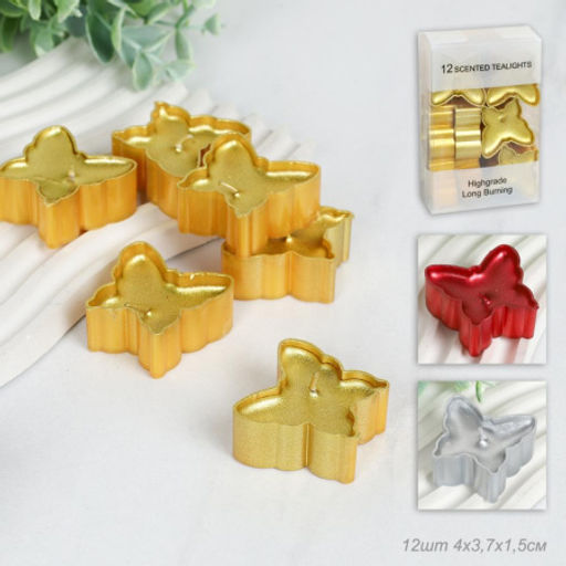 Свеча 12 штук Бабочка / M-1201 /уп 24/96/золото - ГалеонТрейд фото 4