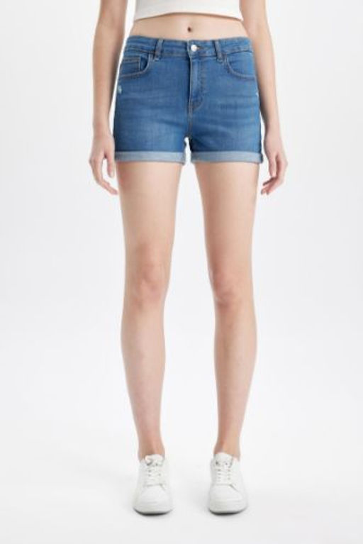 Yuksek Bel Katlamal? Paca Jean Sort