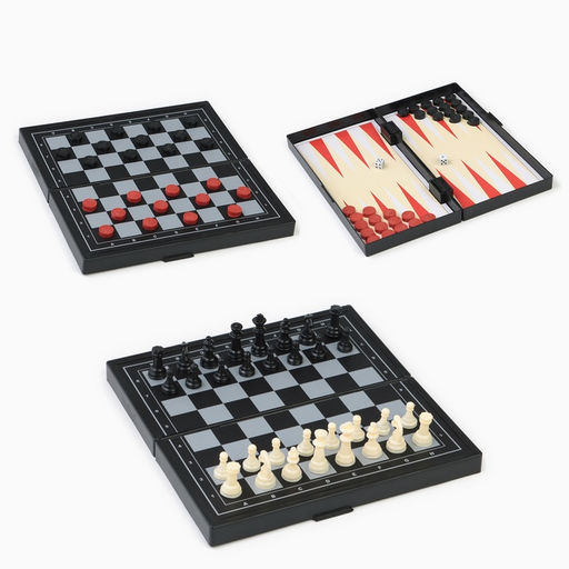 Настольная игра 3 в 1 «Зов»: нарды, шахматы, шашки, магнитная доска 19×19 см