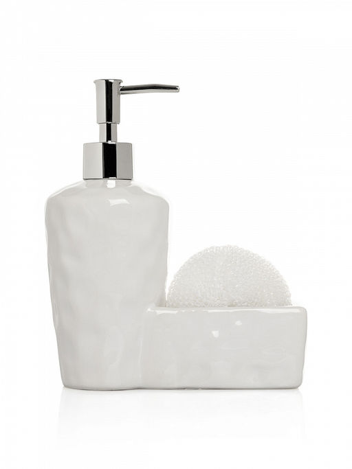 Диспенсер для моющего средства с губкой 400мл белый керамика - Lucky фото 2