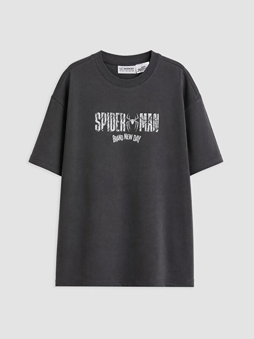 Bisiklet Yaka Spider-Man Bask?l? Erkek ?ocuk Ti??rt