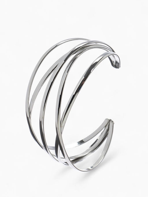 Браслет металл Афина многослойный, цвет серебро