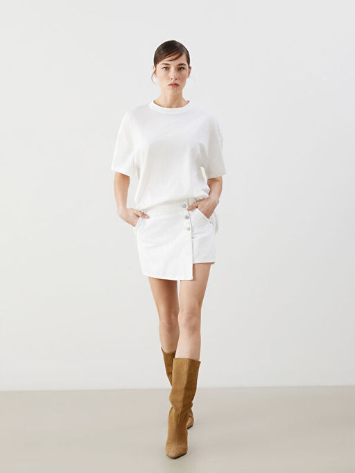 Standart Fit Kad?n Jean ?ort Etek