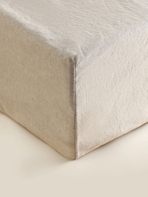 Простыня на резинке 2-спальная SL Home Linen collection, 180200+30 см, бежевая, полулён - Sima-land home фото 9
