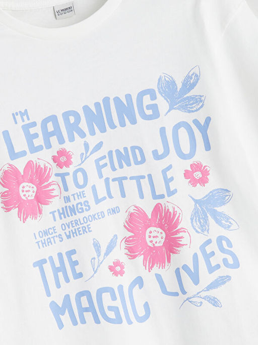 Bisiklet Yaka ?i?ekli K?z ?ocuk Ti??rt