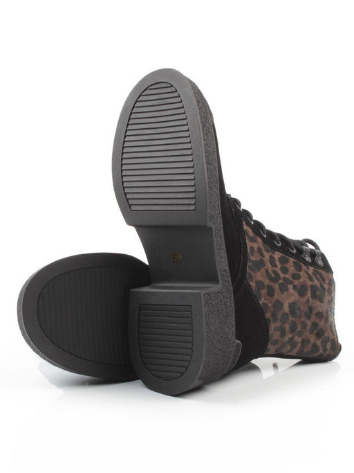 01-DMD-D269 BLACK/LEOPARD Ботинки демисезонные женские (натуральная замша, байка)