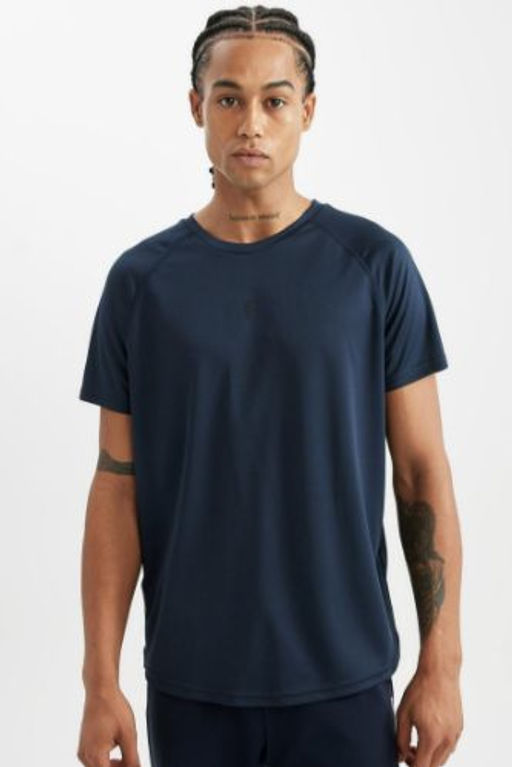 DeFactoFit Slim Fit Dar Kesim Bisiklet Yaka Bask?l? Sporcu K?sa Kollu Tisort
