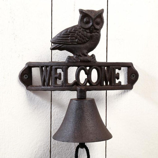 Колокол сувенирный чугун «Филин. Welcome», настенный декор, 22×21×12 см