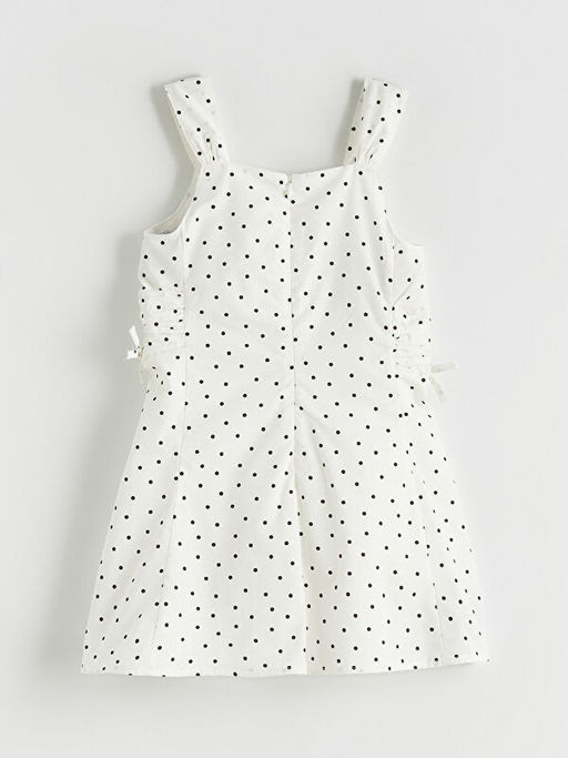 Kare Yaka Puantiyeli K?z ?ocuk Elbise