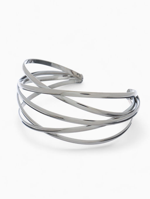 Браслет металл Афина многослойный, цвет серебро