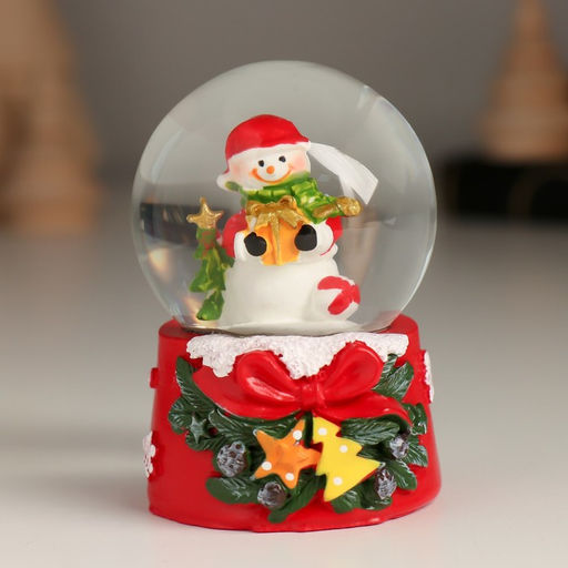 Цена за 12 шт. Снежный шар стеклянный «Новогодний персонаж с бантом, ёлочкой», 4.7×4.7×6.5 см, МИКС